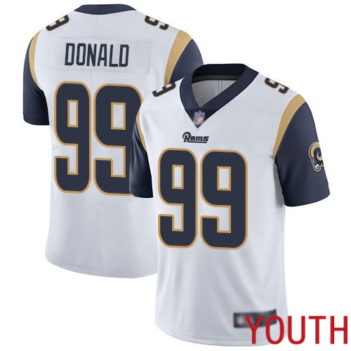 Los Angeles Rams Limited White Youth Aaron Donald Road Jersey NFL Football #99 Vapor Untouchable->nfl t-shirts->Sports Accessory